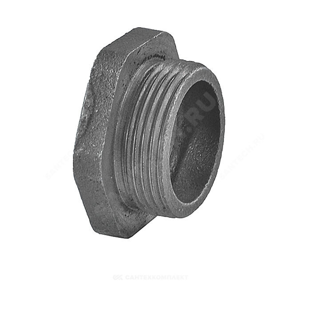 Заглушка (пробка) проходная 1 1/4"x3/4" правая резьба для чугунных радиаторов QLCX