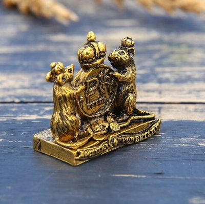 Фигурка мышка "Достатка и процветания", золото, 3,4 х 3,1 см
