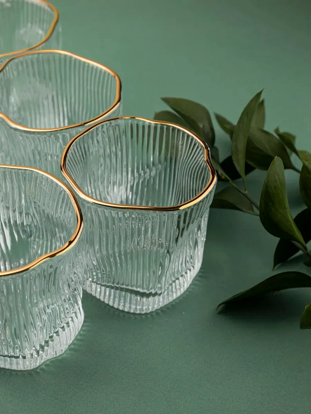 Набор изогнутых ребристых бокалов, 250 мл. 6 шт кайма