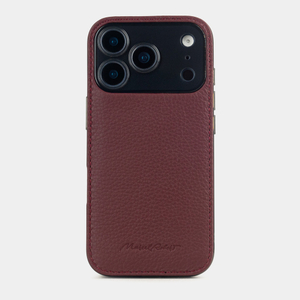 Чехол-накладка кожаная для iPhone 17 Pro, теленок бордового цвета