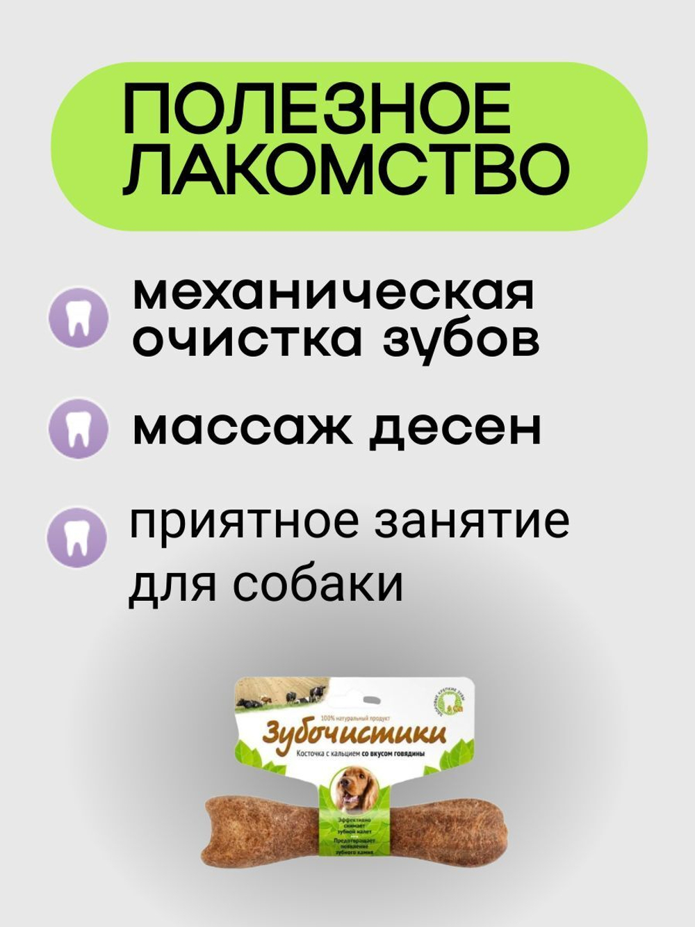 Косточка со вкусом говядины для собак средних пород Зубочистики 0,095кг набор из 12 шт