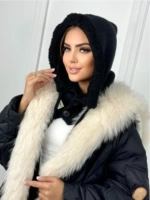 капор зимний и осенний капюшон- снуд вязаный ангора