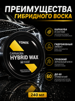 Vonixx Гибридный воск с карнаубой для кузова автомобиля Carnaúba Hybrid Wax, 240 мл