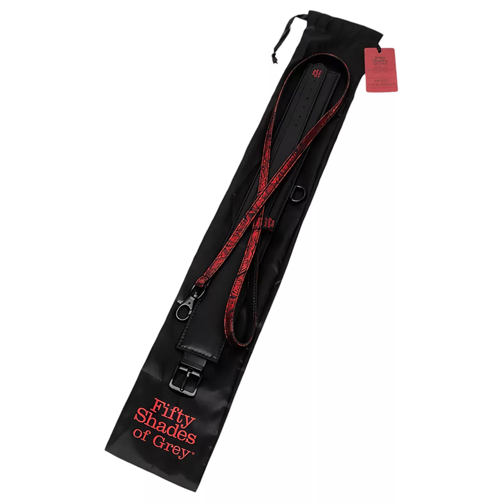 Двусторонний ошейник с поводком Fifty Shades of Grey Sweet Anticipation Collar with Leash Black-Red