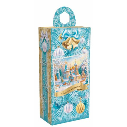 Подарочная коробка новогодняя "Светлый Праздник" фонарик 500 гр. (1/250шт)