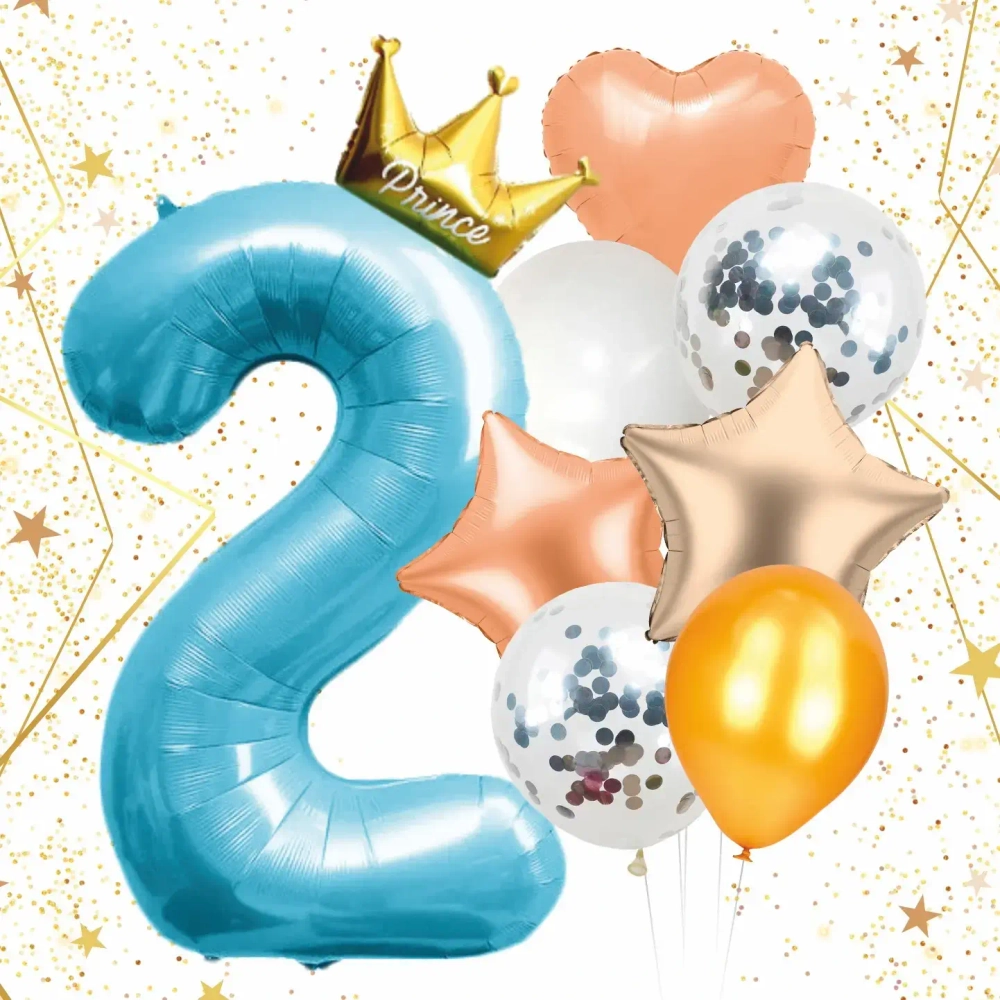 Набор шаров 8 шт «2 - Prince», голубой (цирфа + 7 шаров)