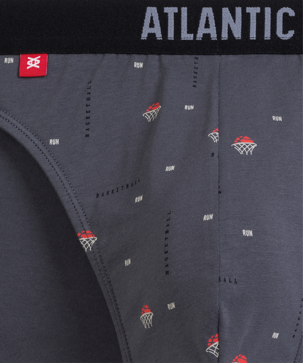 Мужские трусы слипы спорт Atlantic, набор 3 шт., хлопок, черные + светло-зеленые + графитовые, 3MP-194