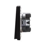 Выключатель ROUND 1 кл перекрестный (переключатель) с подсветкой 10А с/у оникс KRANZ