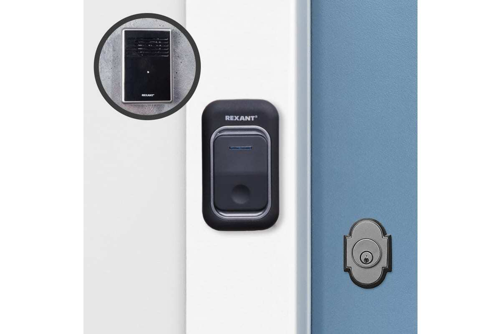 Беспроводной дверной звонок REXANT RX-30 с кодированием, кнопка IP44, регулировка громкости 73-0015