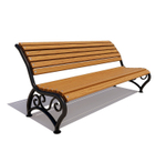 Скамейка стальная "Брянск" лиственница 1,8м, без подлокотников, дуб