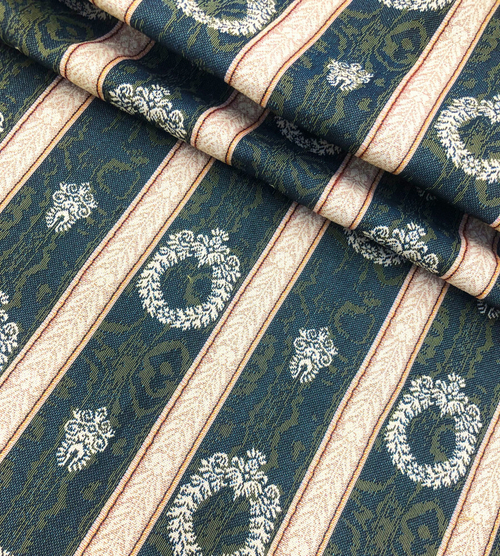 Гобеленовая ткань Королевский муар зелень ширина 150 см