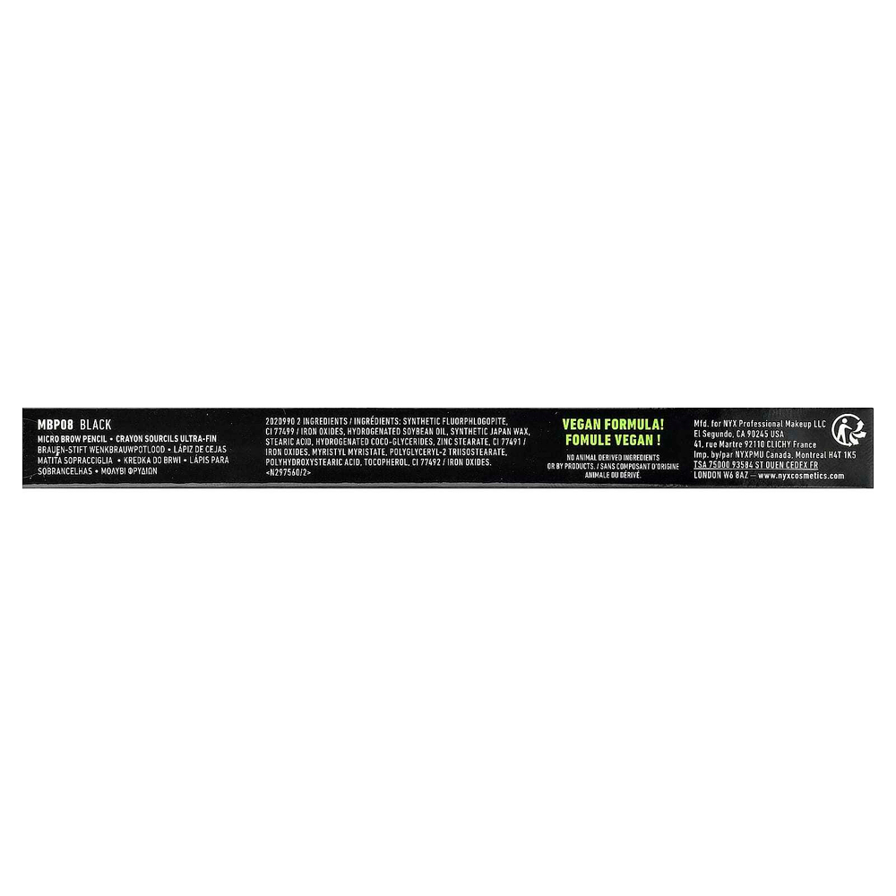 NYX Professional Makeup, Micro Brow Pencil, 08 черный, 0,09 г (0,003 унции)