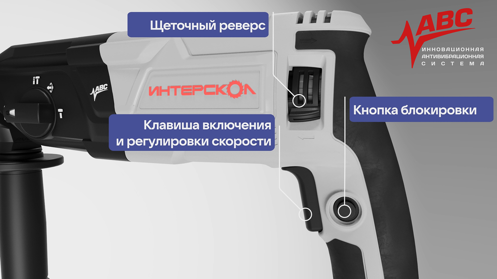 Трехрежимный перфоратор SDS plus с активной виброзащитой ИНТЕРСКОЛ П-32/1100АВС