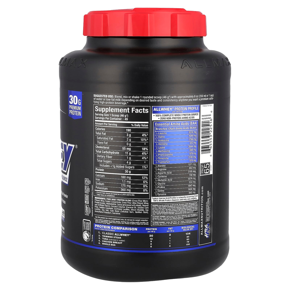 ALLMAX, CLASSIC ALLWHEY®, источник 100% сывороточного протеина, шоколадный вкус, 2,27 кг (5 фунтов)