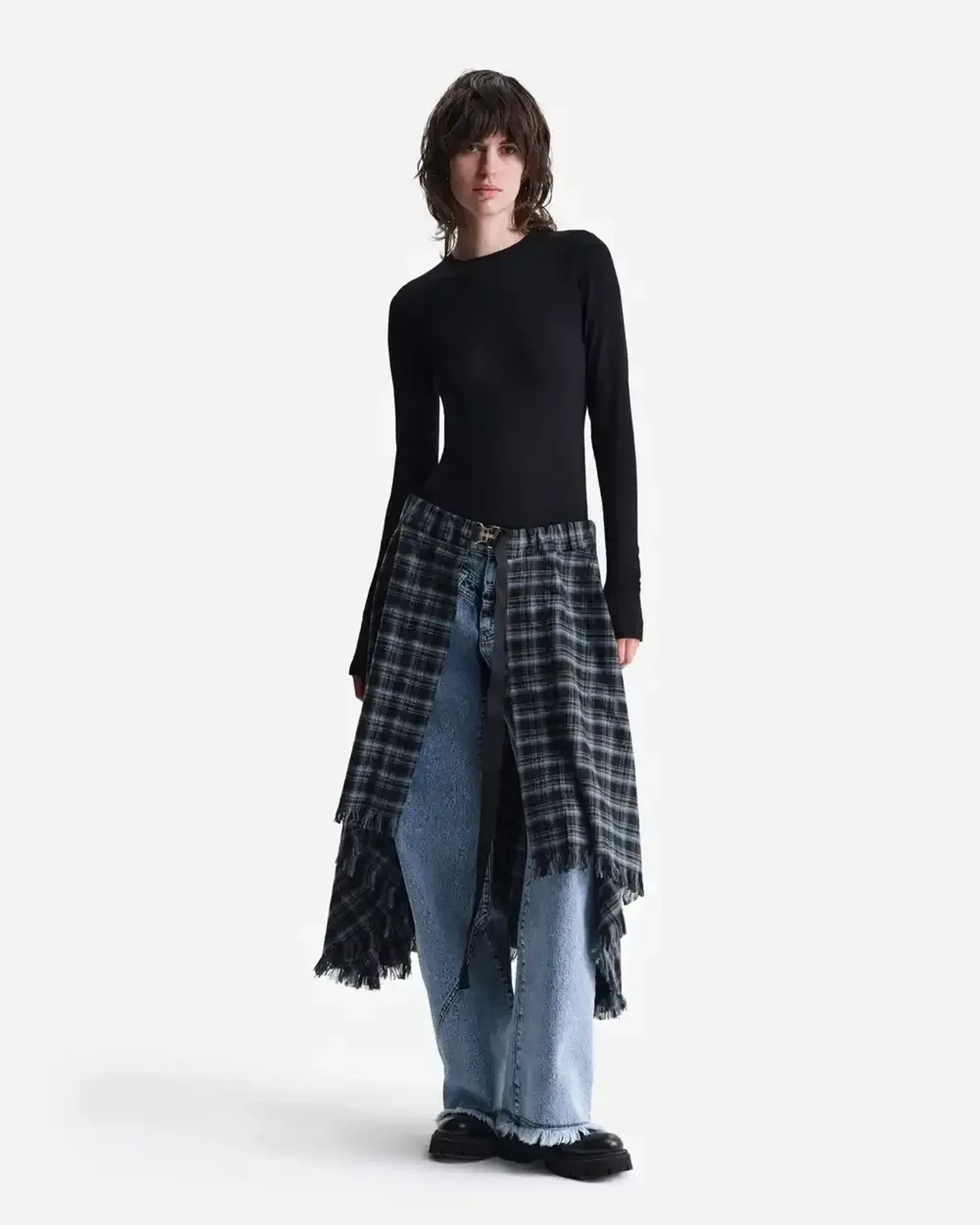 Клетчатая юбка-саронг