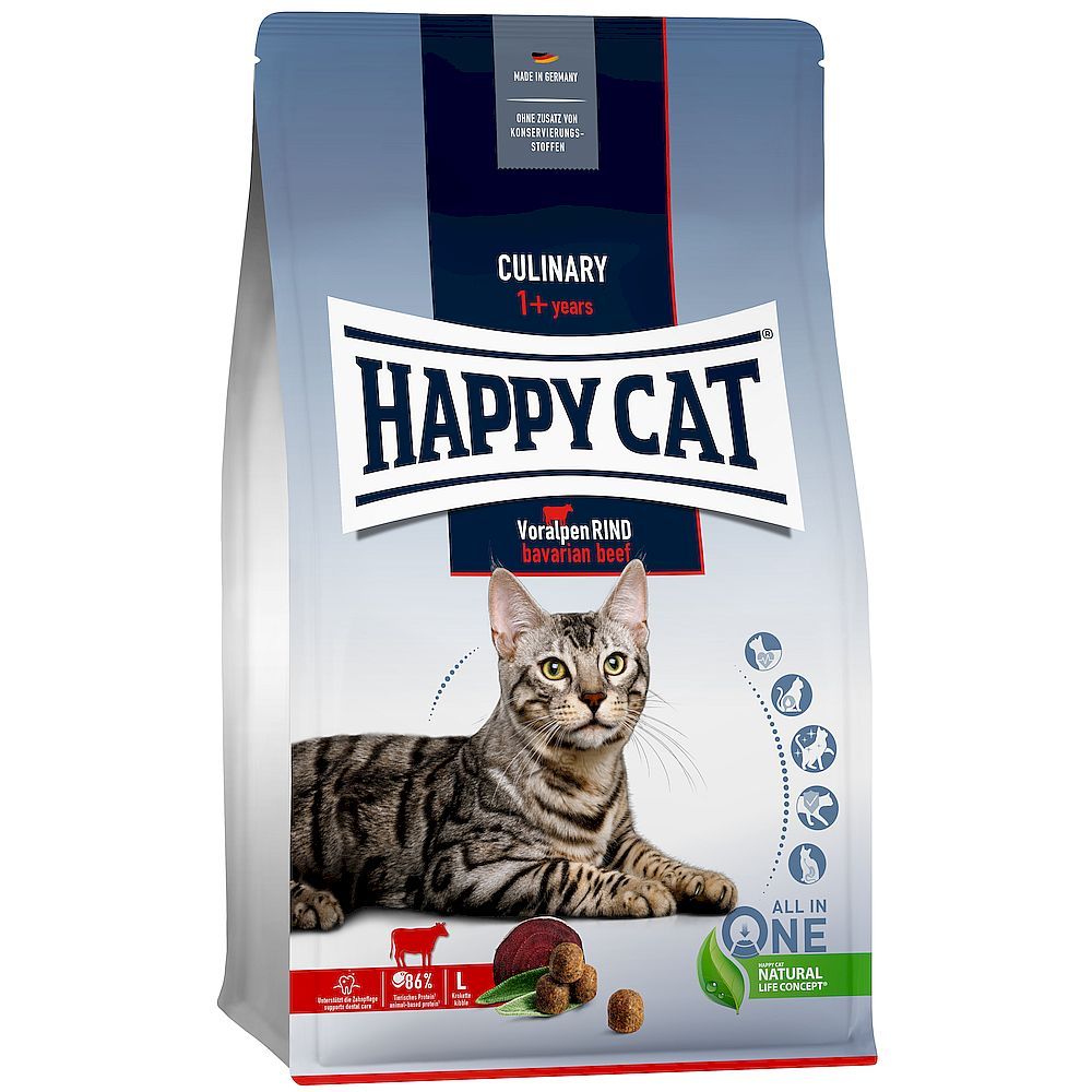 Сухой корм Happy Cat Culinary Voralpen-Rind для кошек с альпийской говядиной, пакет 1,3 кг Сухой корм Happy Cat Culinary Voralpen-Rind для кошек с альпийской говядиной, пакет 1,3 кг