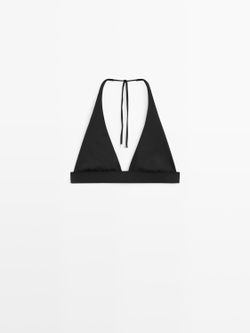 Massimo Dutti Топ бикини с треугольными чашками, черный