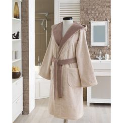 LEAF бежевый махровый женский халат Soft Cotton