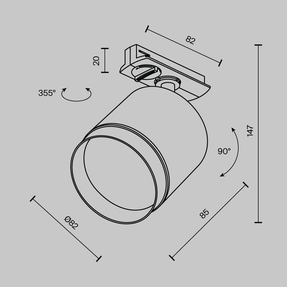 Трековые светильники однофазные Polar Unity GX53 15Вт