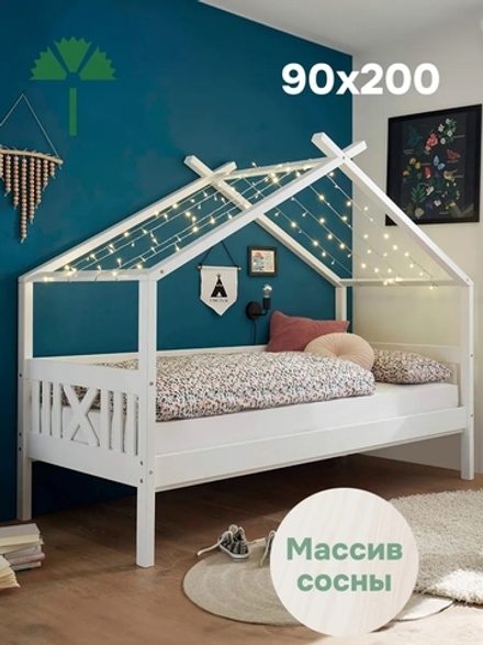 Кровать-домик Джульетта 90х200 см из сосны с основанием