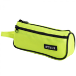 Пенал - косметичка Alingar, ткань, молния, боковой карман, петля, 195 х 80 х 45 мм, "STYLE", лимонный неон, европодвес