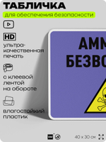 Табличка для обеспечения безопасности "Аммиак безводный", для производства, предприятия, организаций, 40х30 см, Silver Plane x Айдентика Технолоджи