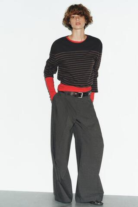 ZARA БРЮКИ С ЗАЩИПАМИ И КЛАПАНАМИ, ТЕМНО-СЕРЫЙ