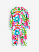 Купальник слитный на молнии для девочки Next E77-684, Ярко-голубой, Розовый