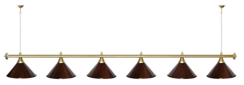 Лампа STARTBILLIARDS 6 пл. (плафоны зеленые матовые,штанга медь,фурнитура золото)