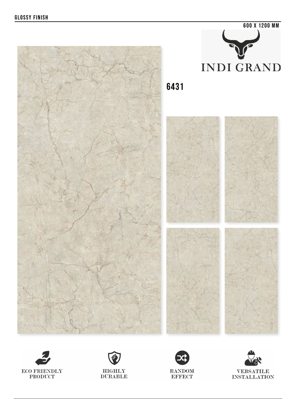 Керамогранит glossy №6, 60х120, 6431