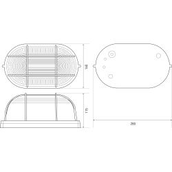 Светильник ЭРА НБП 04-100-002 Акватермо алюминий/стекло решетка IP54 E27 max 100Вт 280х160 овал черный | 