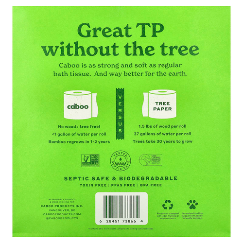 Caboo, Tree Free TP, 4 двойных ролика
