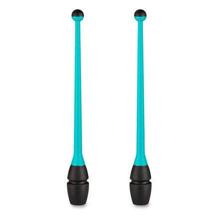 Булавы для худ. гимнастики INDIGO, IN017-BBK, 36 см, пластик, каучук, в компл. 2шт, бирюзово-черный