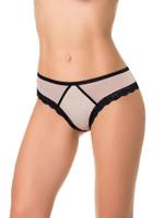 Трусы-бразилианы с имитацией шнуровки (Размер: S) (Цвет: бежевый с черным)