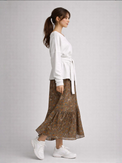 Юбка / шифон/оливка