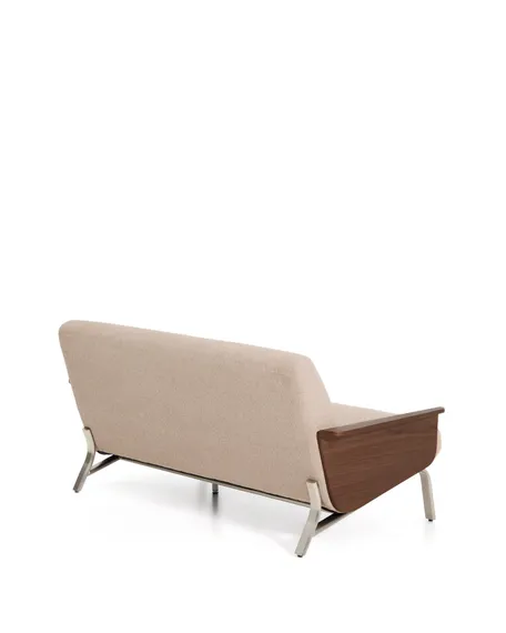 Двухместный диван Amsen, светло-коричневый с подлокотниками из шпона ореха