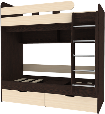 Двухъярусная кровать КарИВи Юниор 5 80х190 Венге  Дуб Молочный
