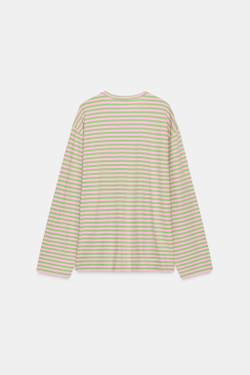 ZARA ФУТБОЛКА ИЗ ХЛОПКА И ЛЬНА В ПОЛОСКУ, МЯТНЫЙ