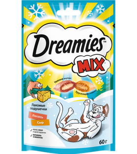 Дримис Лакомства для кошек микс лосось/сыр 60гр.