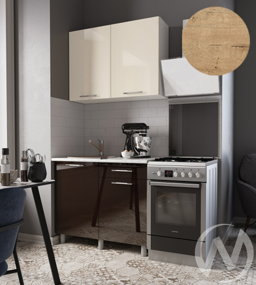 Кухня Нора 1.0м (корпус белый/ваниль; горький шоколад) 38мм дуб бунратти