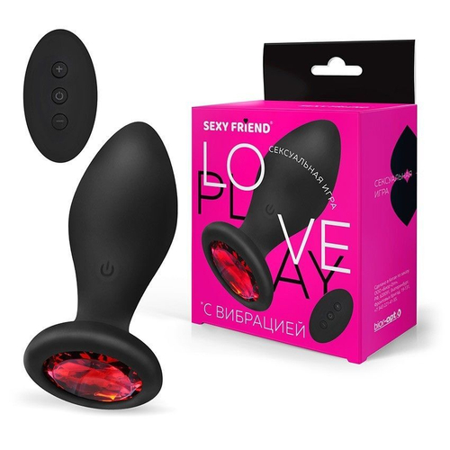 Виброанальная втулка Sexy Friend с кристаллом и ДУ, 9 см