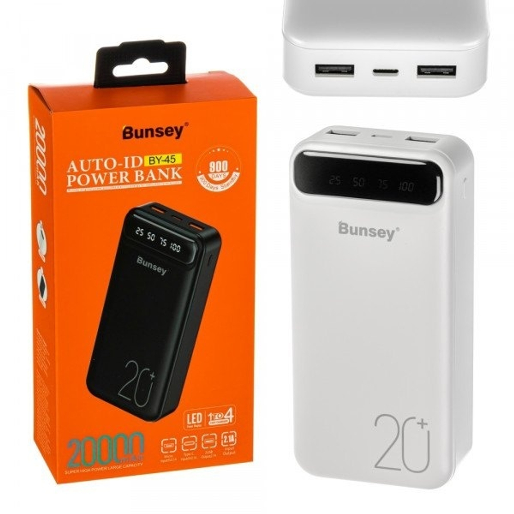 Портативный аккумулятор BUNSEY BY-45 20000 mAh (белый)