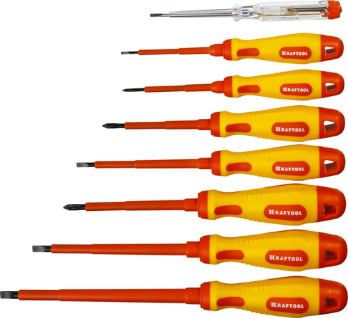 Набор высоковольтных отверток ″Х-Drive ELECTRO″, SL: 2,5, 4, 5,5, 6,5, PH: № 0, 1, 2, пробник, до 1000В, KRAFTOOL