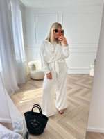 Летний костюм в пижамном стиле белый 6