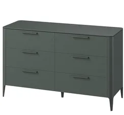 Комод Type из массива дуба, 6 ящиков, ширина 170 см (темно-серый)