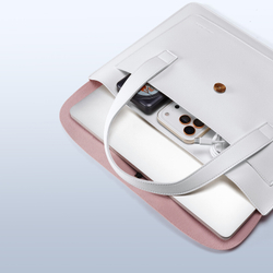 Ручная сумка из искусственной кожи белый с розовым цвет для ноутбука или планшета до 16 дюймов, серия AURA Series Handbag от Dux Ducis