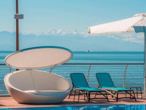 Шезлонг Atlantico, антрацит/голубой