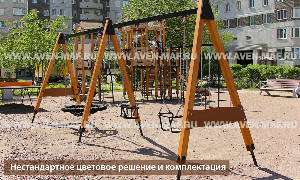 Качели маятниковые с цепными подвесами Гнездо