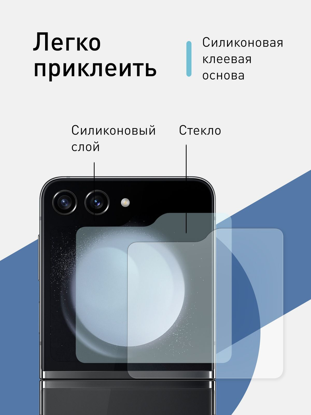 Защитное стекло на заднюю панель ROSCO для Samsung Galaxy Z Flip5 (арт.SS-ZFLIP5-GLASS-BACK )