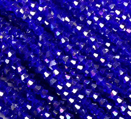 ББ019ДС3 Хрустальные бусины "биконус", цвет: синий AB прозр., размер 3 мм, кол-во: 95-100 шт.